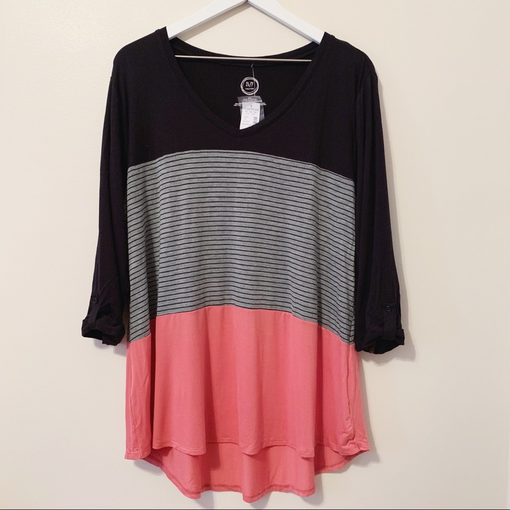 Maurices 24/7 Colorblock 3/4 Sleeve T-Shirt
